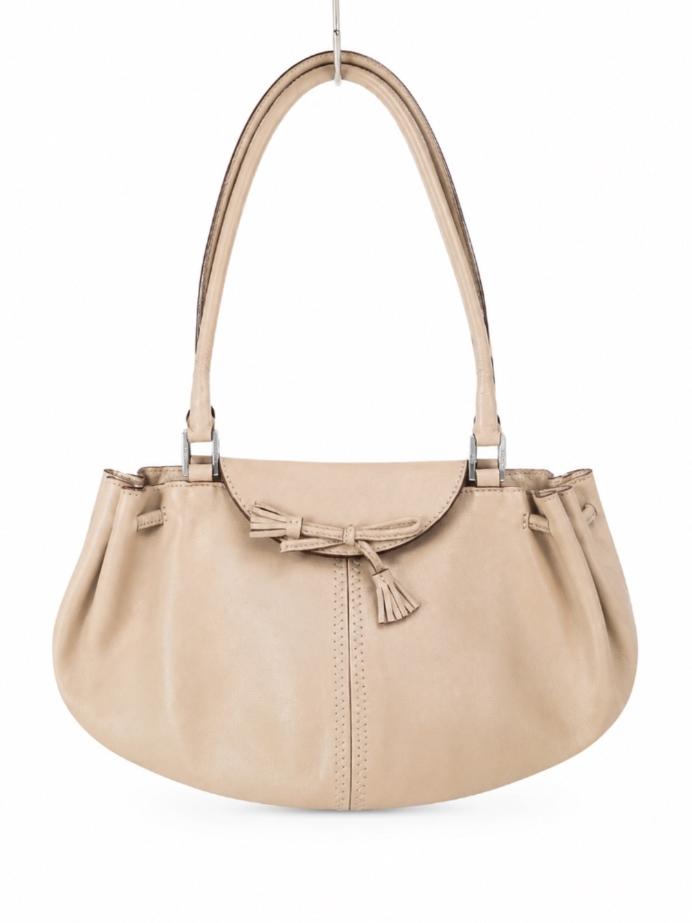Anya Hindmarch Beige Leather Shoulder Bag with Tassel made in Italy S